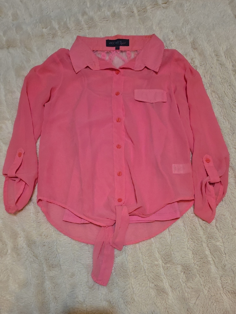 Weavers Pink Tie-Front Girls Blouse